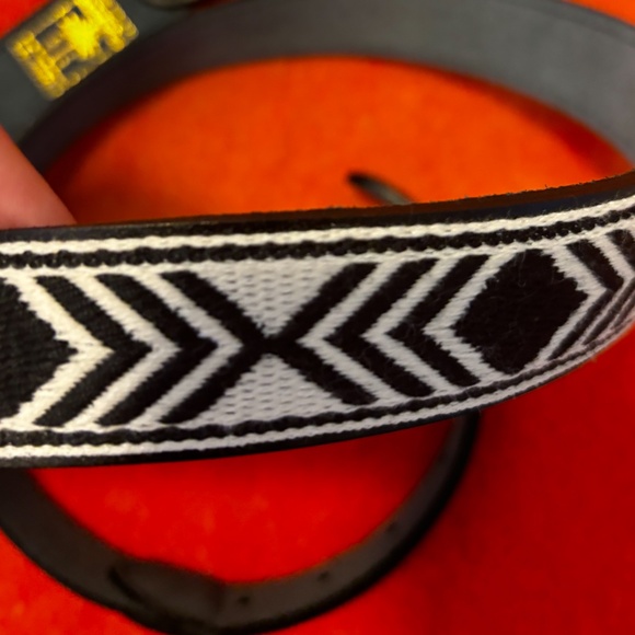 Scotch & Soda unisex black and white Western embroidery leather belt NWT - Picture 4 of 8